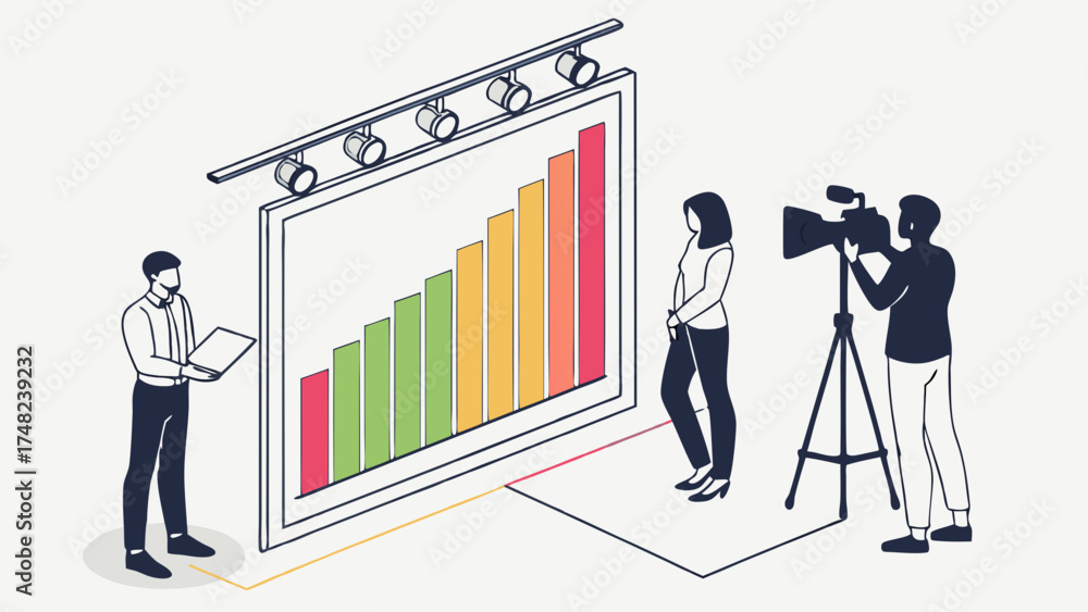 Fototapeta premium Presentation with Business Growth Visuals and Videography.