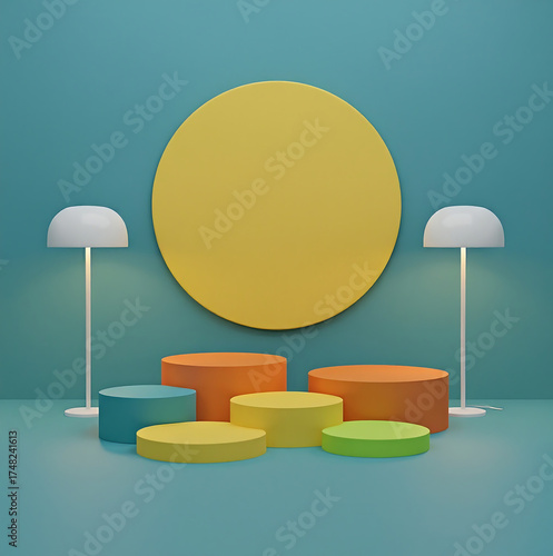 3d render of a modern living room display background