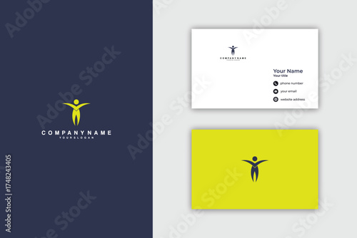 Modern Human Logo Design for Business Card Mockup.