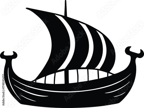  viking ship design, dragon sail silhouette
