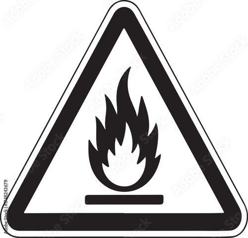 Black and white symbol indicating flammable material danger fire hazard