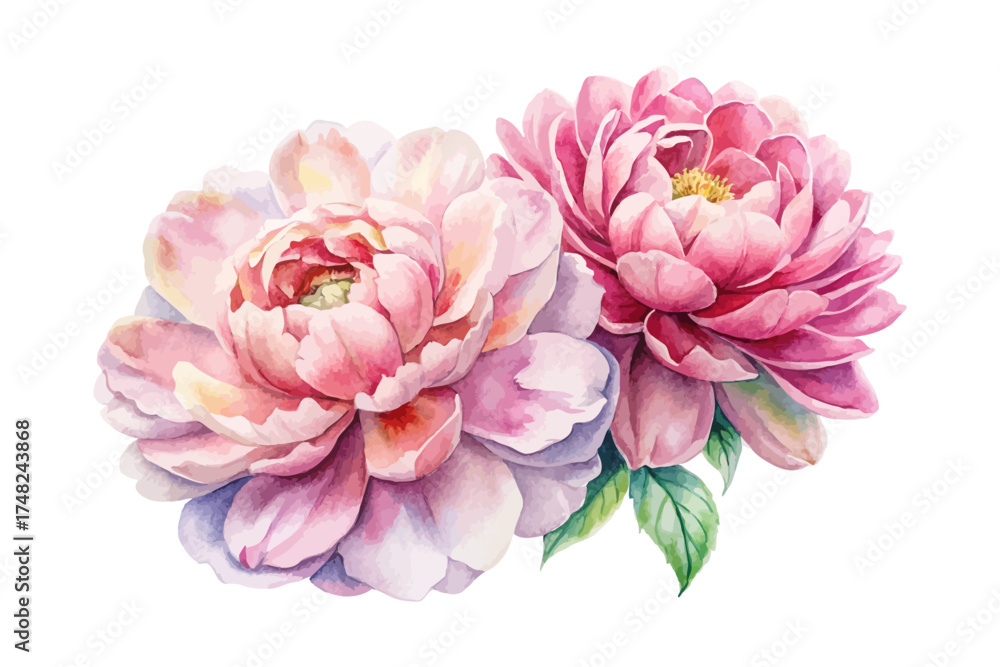 Obraz premium Elegant Pink Peony Watercolor Painting for Greeting Cards vector illustration