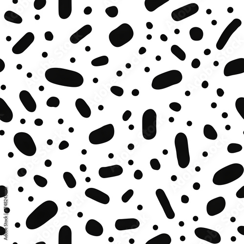 Black and white seamless pattern with abstract organic shapes. Repetitive monochrome background with spots for fabric, paper, and interior decor