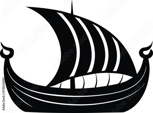  viking ship design, dragon sail silhouette