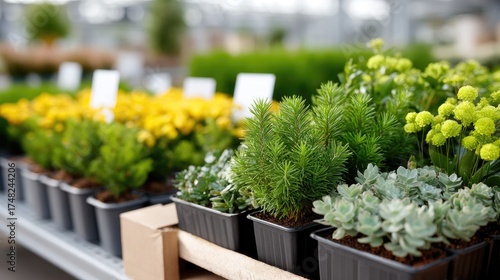 Wallpaper Mural Colorful plants are organized in wooden boxes within a well-lit greenhouse, creating a lively atmosphere for gardening enthusiasts Torontodigital.ca