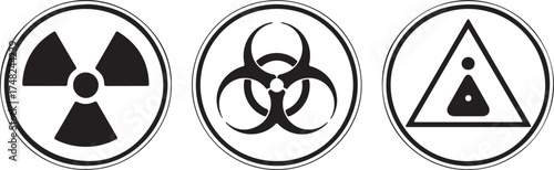 Black danger symbols radiation biohazard chemical hazard warning signs radiation symbol biohazard symbol
