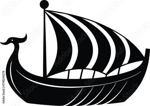  viking ship vector, Norse vessel icon  