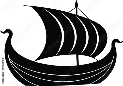 viking ship vector, Norse vessel icon  