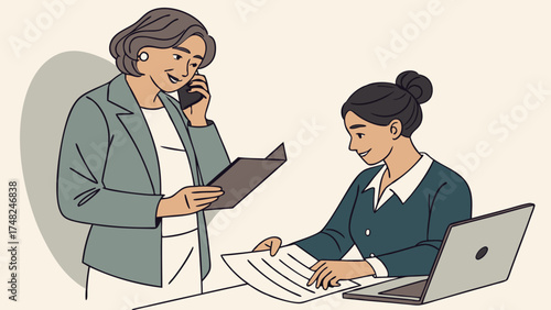 Business Colleagues Collaboration and Communication Illustration.