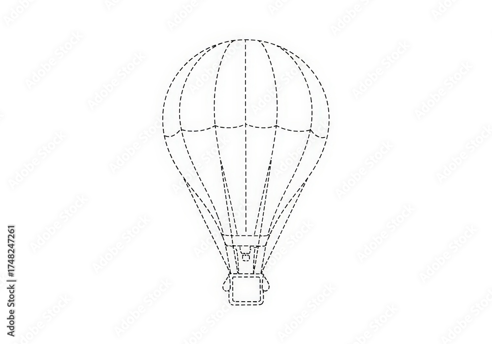 Obraz premium Outline of a Hot Air Balloon with Distinctive Sections and Design Elements