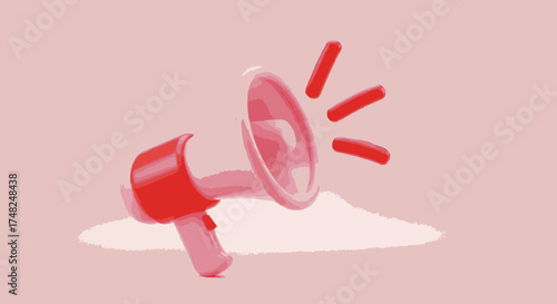 3d megaphone illustration with sound waves