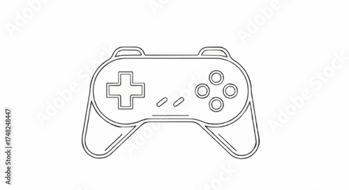 Outline of a video game controller with buttons and joysticks