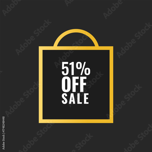 Fifty one percent off shopping bag sale graphic for retail promotions and discount announcements