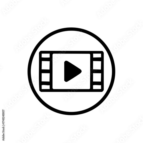Cinema Play Icon Film Strip Movie Button Media Player Interface Symbol Sign