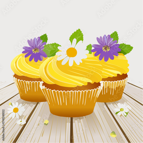 Frühlings-Cupcakes mit essbaren Blüten