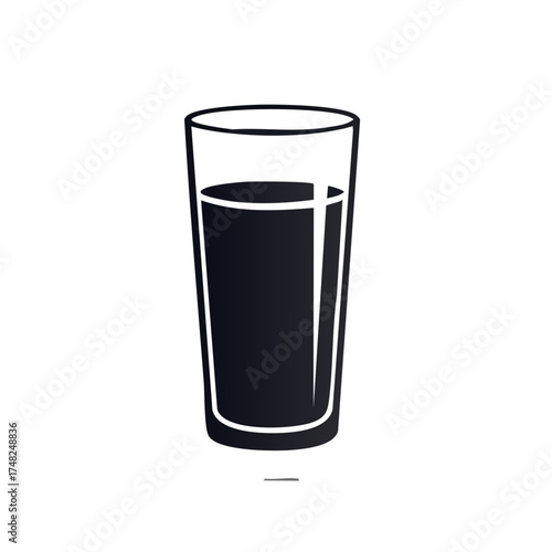Black and white graphic illustration of a filled glass tumbler