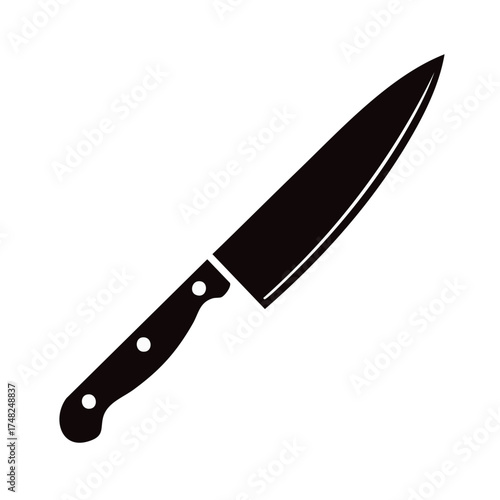 Sharp Chef's Knife Silhouette, Professional Culinary Tool, Essential Kitchen Equipment
