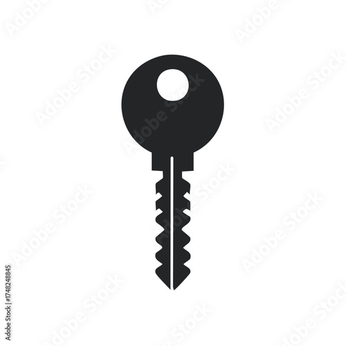 Simple Black Key Design Door Lock Security Access Entry Private Unlock Flat Icon Shape Symbol