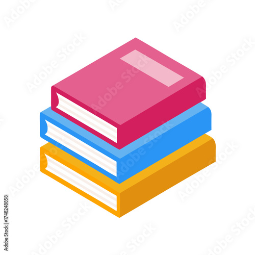 Colorful stack of three books isolated on knowledge learning education