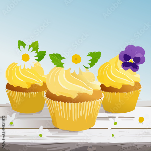 Frühlings-Cupcakes mit essbaren Blüten