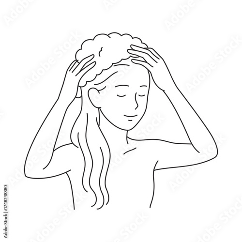 wash hair,hair care,shampoo,woman,line style icons