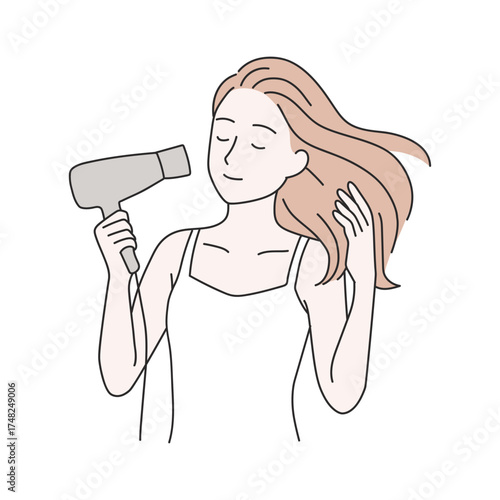 dry hair,,dryer,hair care,woman,line style icons
