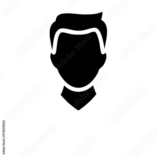 Simple abstract black silhouette icon representing a generic man's head and shoulders