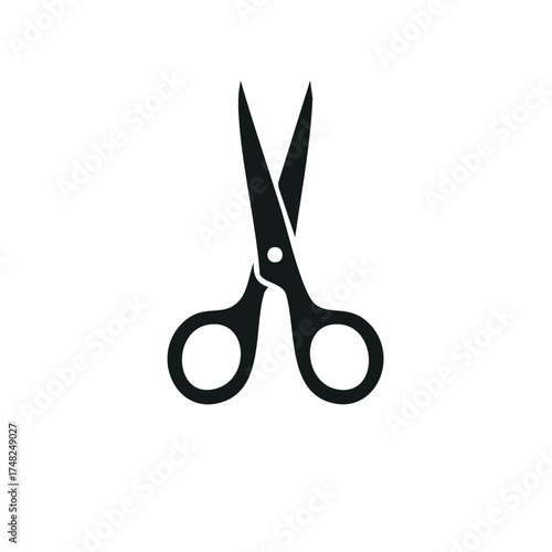 Simple black scissors vector icon symbol for cutting crafts tailoring or office supply