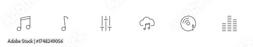 Minimal line icons of music and sound elements