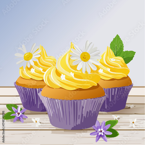 Frühlings-Cupcakes mit essbaren Blüten