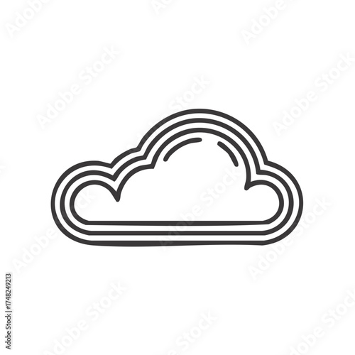 Minimalist cloud outline icon. Linear symbol for weather, data storage, and cloud computing.