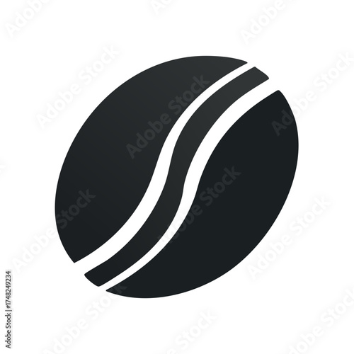 Single coffee bean silhouette, two white stripes, coffee shop menu element, arabica, cafe symbol, isolated design