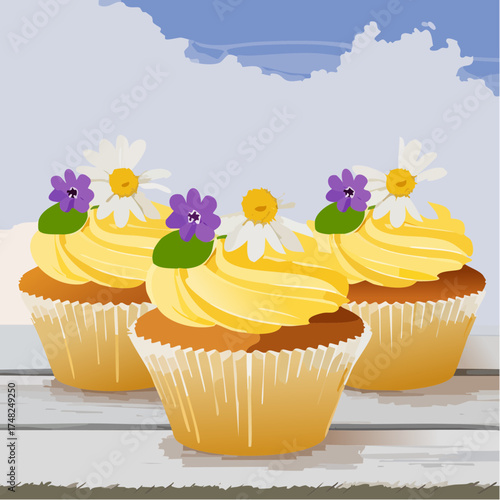 Frühlings-Cupcakes mit essbaren Blüten