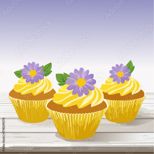 Frühlings-Cupcakes mit essbaren Blüten