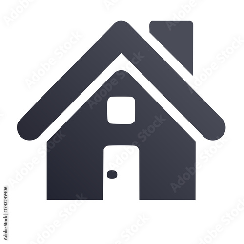 Home building icon with chimney roof and door house graphic vector illustration