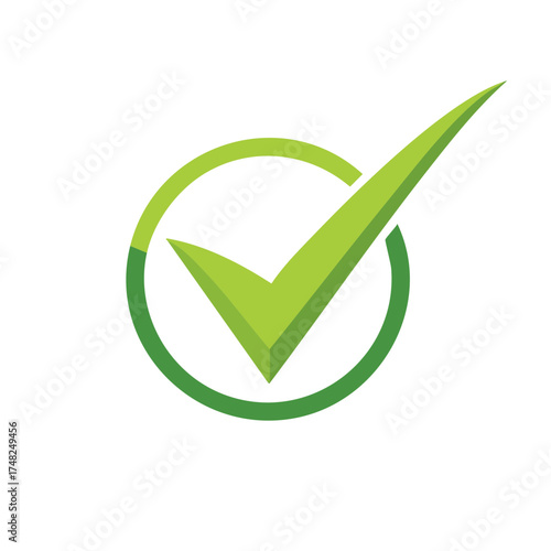 Green checkmark icon with partial circle representing completion success and approval