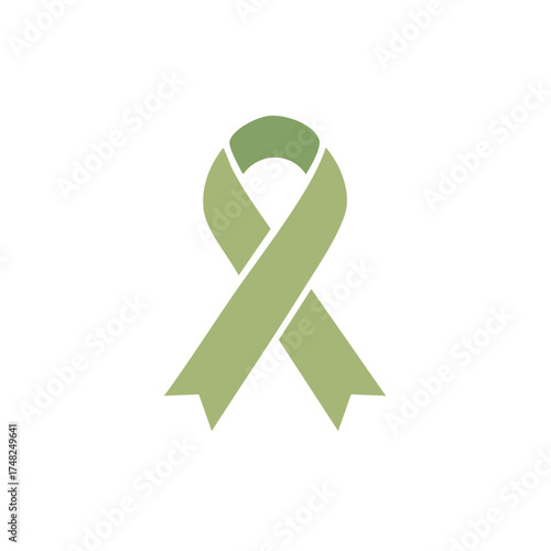 Symbolic green awareness ribbon representing hope and support for causes