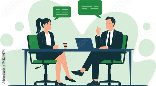 Business meeting discussion interview job search recruitment conversation concept