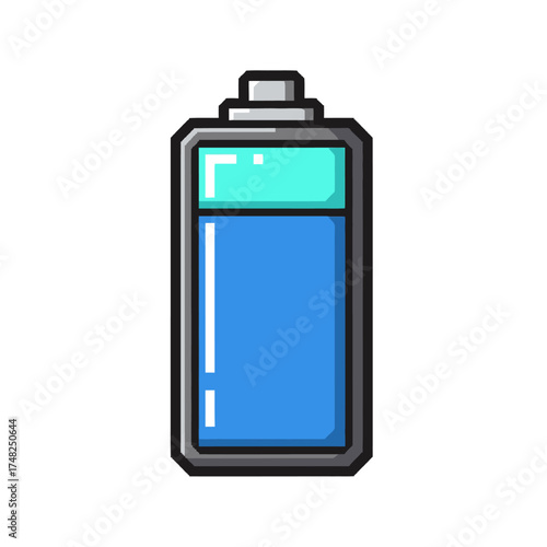 Blue Battery Icon with Full Charge Indicator on White Background.