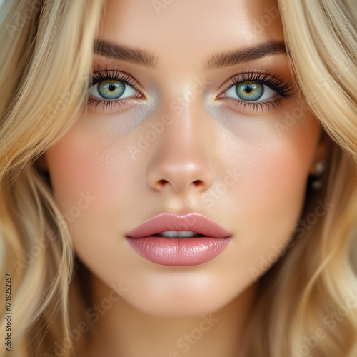 Portrait close up of a blonde woman