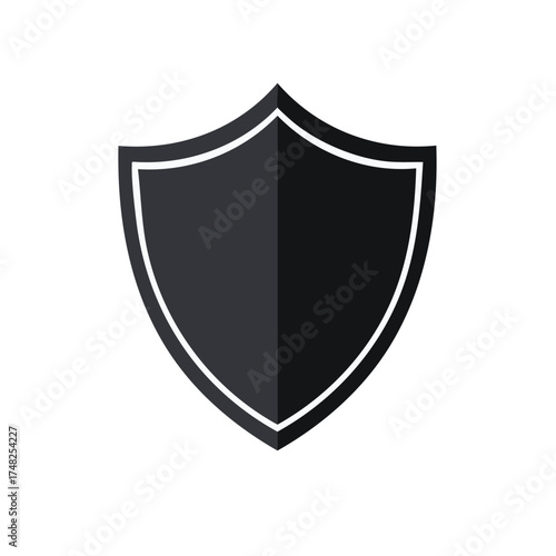 Free Download Monochrome Shield with White Border Icon Design for Security and Protection - GFXLoad