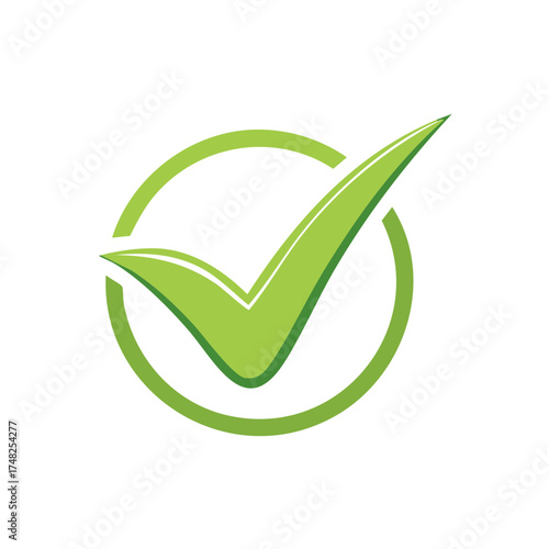 Green Check Mark in Circle Validation Symbol Approval Sign Icon Graphic