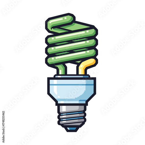 Green Energy Saving Light Bulb Illustration.