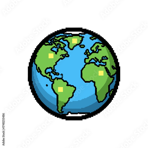 Pixelated Earth Globe - A Retro Digital Representation of the World.