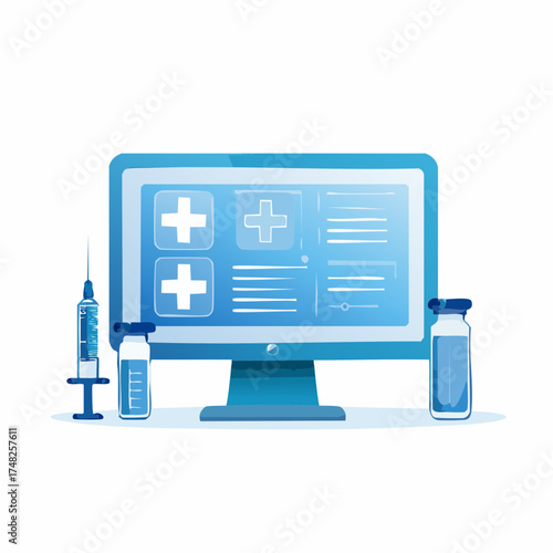 Medical Computer Display Digital Healthcare, Pharmaceutical Research, Online Medical Services and Solutions