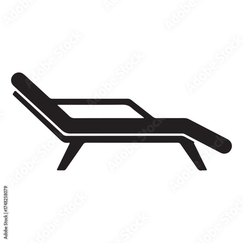 Minimalist Black and White Illustration of a Beach Lounge Chair Symbolizing Relaxation and Vacation Getaways