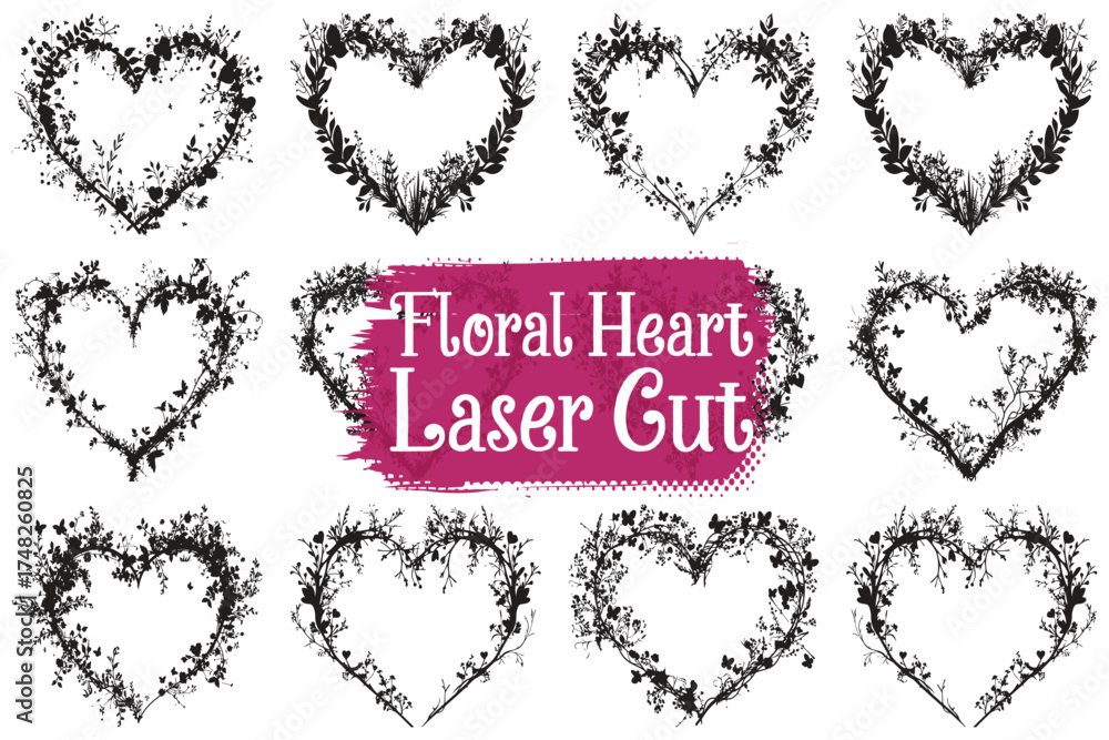 Obraz premium Nature Inspired Heart SVG Collection