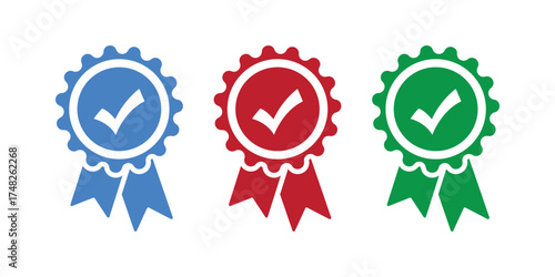 Badge with ribbon icon collection.