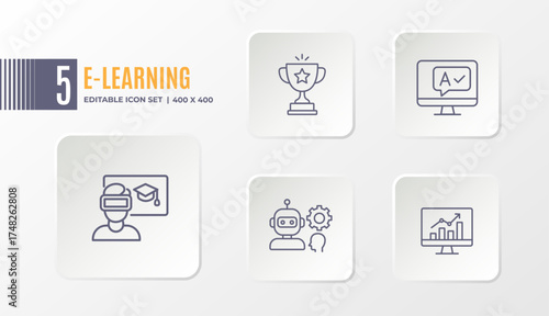 E-learning and Modern Education Icon Set