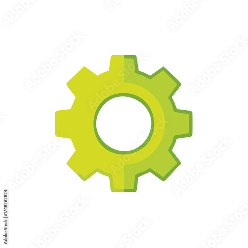 Simple green gear cogwheel icon for mechanical engineering and industry concepts